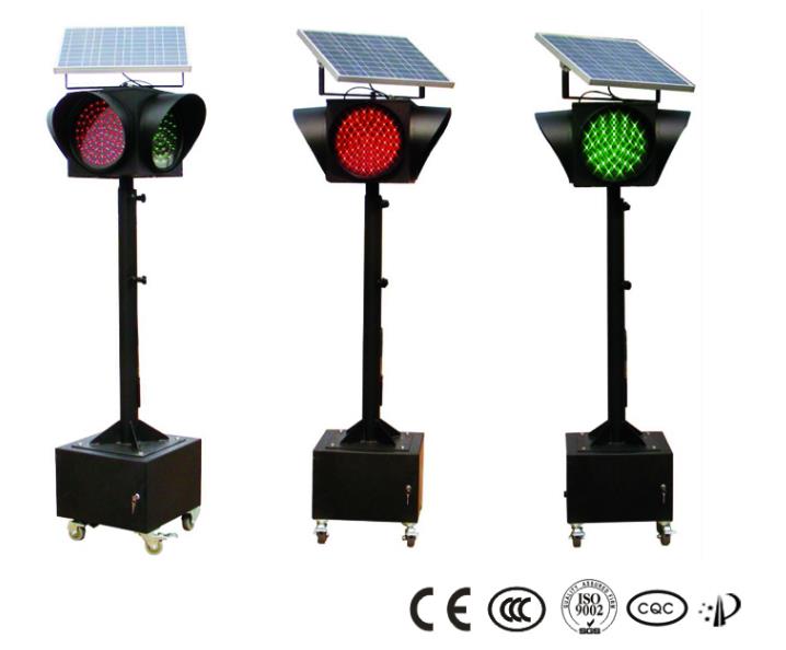Crveno, žuto i zeleno sunčano prometno svjetlo, sunčano LED prometno upozorenje svjetlo